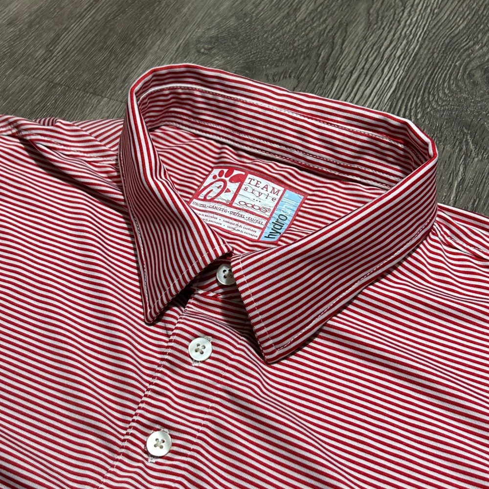 Oobe Chick-fil-A Polo Shirt 2XL Red White Striped Hydrochill Team Style Mens